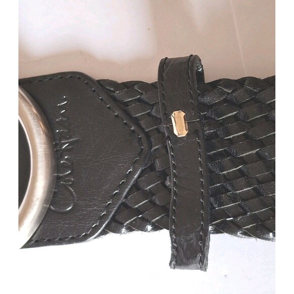 Cole Haan Leather Waist Belt O-ring Buckle Size Small Black Wide Style B22685 - Picture 5 of 7